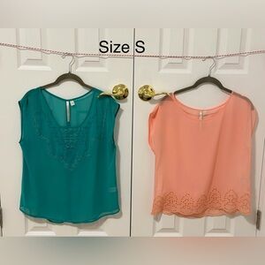 LC Lauren Conrad Teal and Peach Blouses